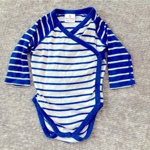 Hanna Andersson Blue White Stripe Kimono Bodysuit Size 60cm US 0-3m Classic